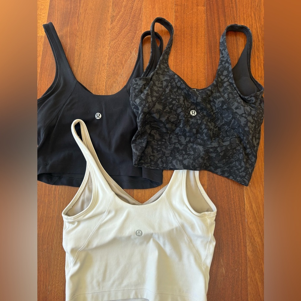 Lululemon Align Tank tops- black, white, and leopard print, size 2